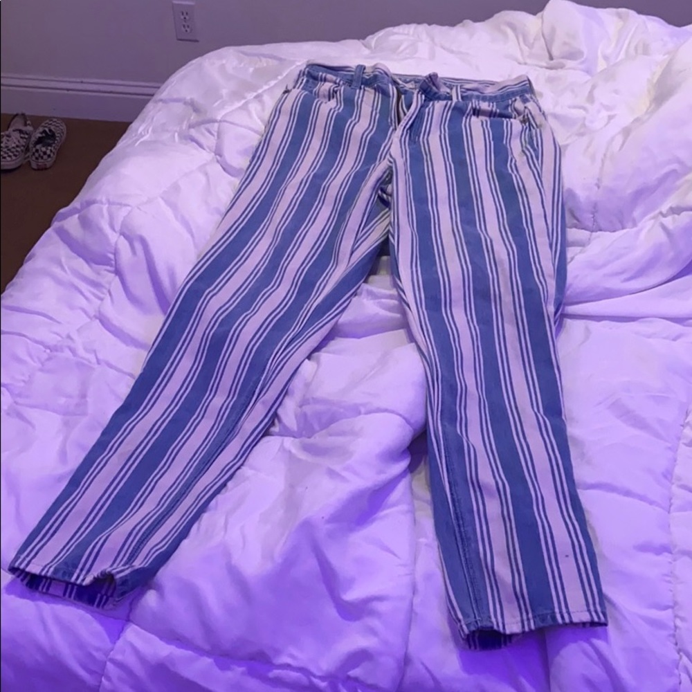 striped american eagle jeans